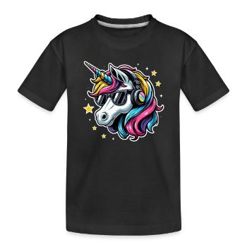 Licorne Casque Lunettes de soleil Cool - T-shirt bio Premium Enfant - noir - Devant
