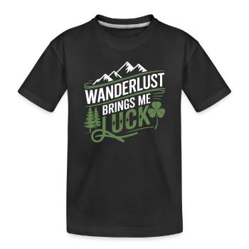 Fernweh bringt mir Glück - Kinder Premium Bio T-Shirt - Schwarz - Vorne