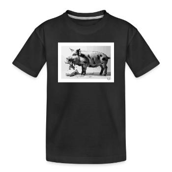 Schwein isst Salat - Kinder Premium Bio T-Shirt - Schwarz - Vorne
