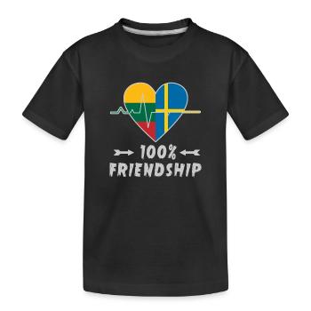 Lithuania and Sweden 100% friendship - Kids' Premium Organic T-Shirt - black - Front