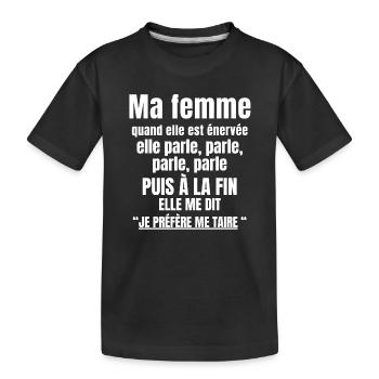 femme, femme humour, je suis marié - T-shirt bio Premium Enfant - noir - Devant