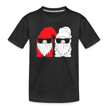 Doppel Santa Gnome Sonnenbrille - Kinder Premium Bio T-Shirt - Schwarz - Vorne