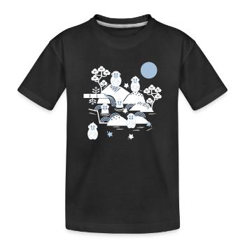Chilling Monkeys in a Hot Spring l weiß blau navy - Kinder Premium Bio T-Shirt - Schwarz - Vorne