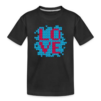 Knitting Pattern Love Love Winter Christmas Xmas - Kids' Premium Organic T-Shirt - black - Front