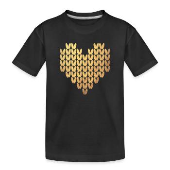 Motif de tricot coeur or Exclusive Love Winter - T-shirt bio Premium Enfant - noir - Devant