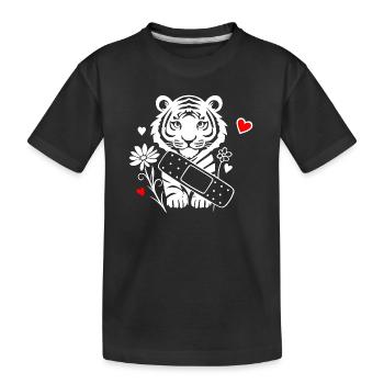 Tigre avec des emplâtres et des fleurs - Bon rétablissement - T-shirt bio Premium Enfant - noir - Devant