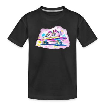 Skateboard mit Schuhe - Kinder Premium Bio T-Shirt - Schwarz - Vorne