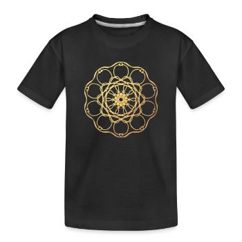 Gold Sonne Yoga Mandala Indien om Namaste Zentrum - Kinder Premium Bio T-Shirt - Schwarz - Vorne