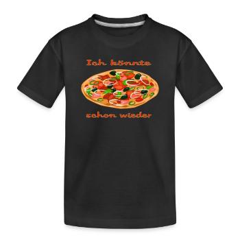 Lebendige Pizza mit frischen Zutaten - Kinder Premium Bio T-Shirt - Schwarz - Vorne