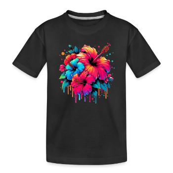 Hibiscus Flowers - Kids' Premium Organic T-Shirt - black - Front