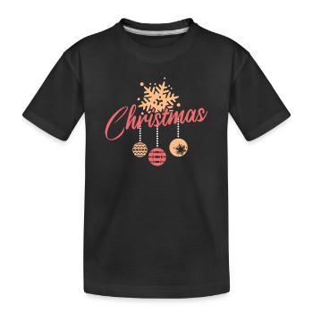Chrisrmas xmas Poinsettia Tree Baubles Winter - Kids' Premium Organic T-Shirt - black - Front