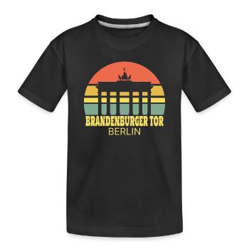 Brandenburger Tor Berlin Retro Silhouette - Kinder Premium Bio T-Shirt - Schwarz - Vorne