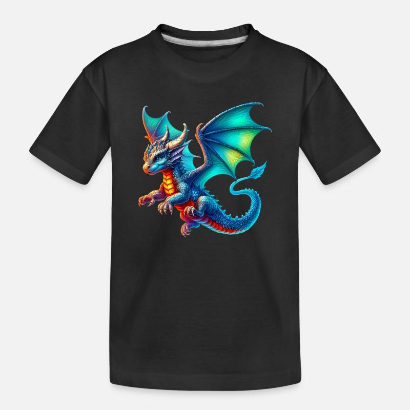 Drache - Kinder Premium Bio T-Shirt - Schwarz