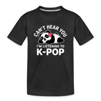 Cute Panda Listening to K-Pop - Kids' Premium Organic T-Shirt - black - Front