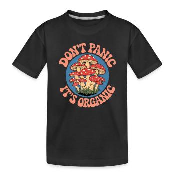 Keine Panik mit seinen Bio-Pilzen - Kinder Premium Bio T-Shirt - Schwarz - Vorne