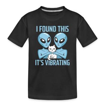 Alien Cat Discovery - Kids' Premium Organic T-Shirt - black - Front