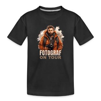 Fotograf on Tour - Kinder Premium Bio T-Shirt - Schwarz - Vorne