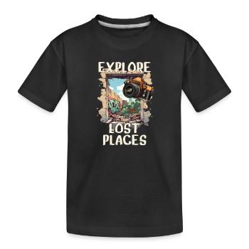 Explore Lost Places - Kinder Premium Bio T-Shirt - Schwarz - Vorne