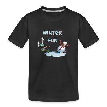 Divertissements d’hiver : Lapin et bonhomme de neige - T-shirt bio Premium Enfant - noir - Devant