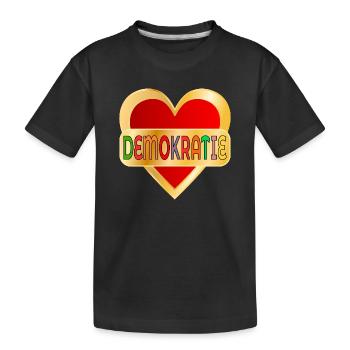 DEMOKRATIE WÄHLEN HERZ - Kinder Premium Bio T-Shirt - Schwarz - Vorne