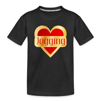 LAUFEN JOGGING HERZ - Kinder Premium Bio T-Shirt - Schwarz - Vorne