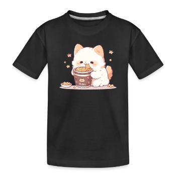 Chats spaghetti - Le chat s’amuse avec le passé - T-shirt bio Premium Enfant - noir - Devant