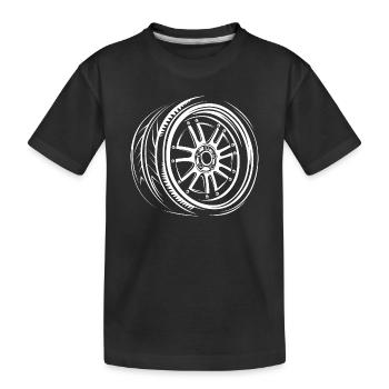 Conception sportive de la jante – Réglage du volant et du pneu - T-shirt bio Premium Enfant - noir - Devant