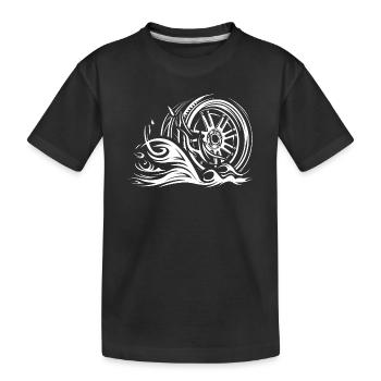 Racing Rim with Flames – Tribal Auto Design - Kids' Premium Organic T-Shirt - black - Front