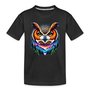 Eule - Kinder Premium Bio T-Shirt - Schwarz - Vorne