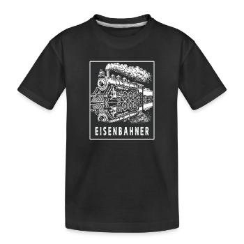 Dampflok Eisenbahner Retro - Kinder Premium Bio T-Shirt - Schwarz - Vorne