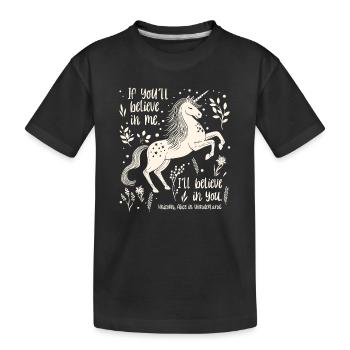 Alice au pays des merveilles Citation licorne - Croyez en vous - T-shirt bio Premium Enfant - noir - Devant