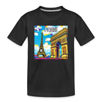 Paris Pop Art: Eiffel-Arc-Traumlandschaft - Kinder Premium Bio T-Shirt - Schwarz - Vorne