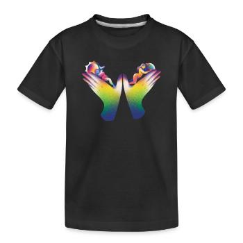 Rainbow Hands of Care - Kids' Premium Organic T-Shirt - black - Front