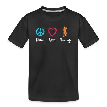 Peace Love Fencing - Kids' Premium Organic T-Shirt - black - Front