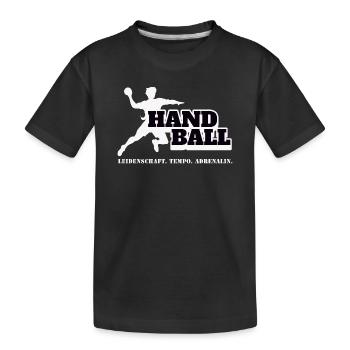 Handball Kraft und Tempo - Kinder Premium Bio T-Shirt - Schwarz - Vorne