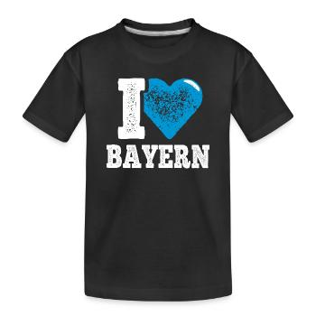 I Love Freistaat Bayern - Kinder Premium Bio T-Shirt - Schwarz - Vorne