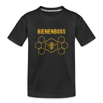 Bienenboss - Honig Biene Bienen Wabe Imker Design - Kinder Premium Bio T-Shirt - Schwarz - Vorne