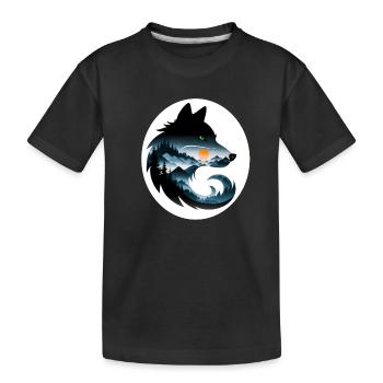 Paysage de loup - T-shirt bio Premium Enfant - noir - Devant