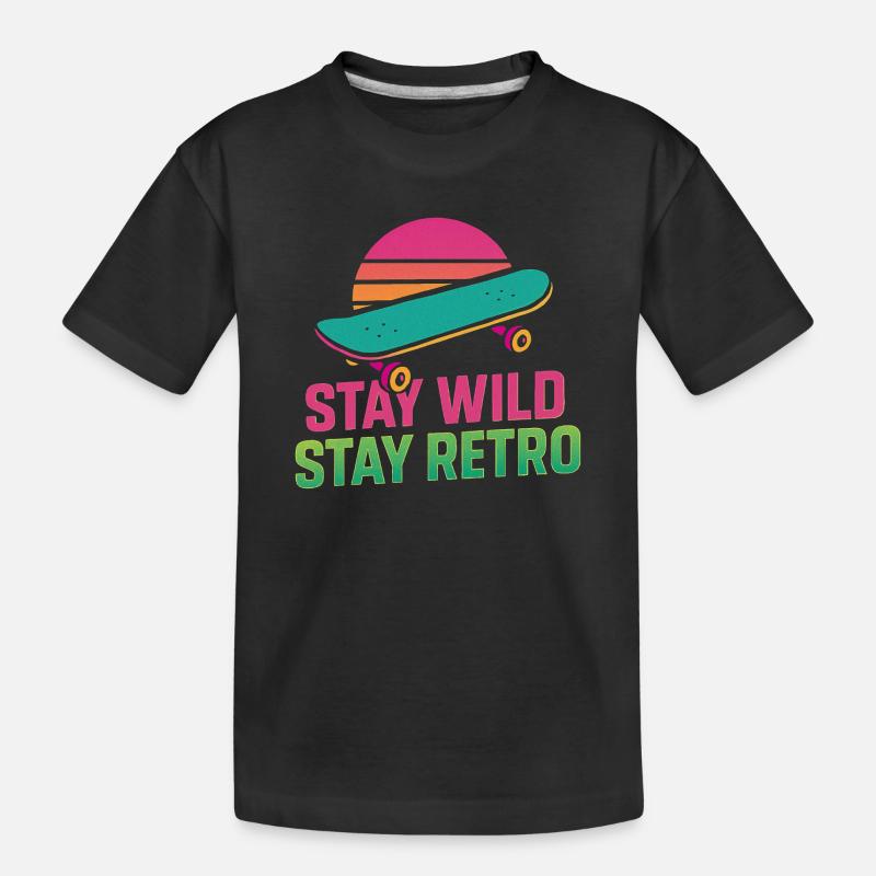 Stay Wild Retro Skate - Kinder Premium Bio T-Shirt - Schwarz
