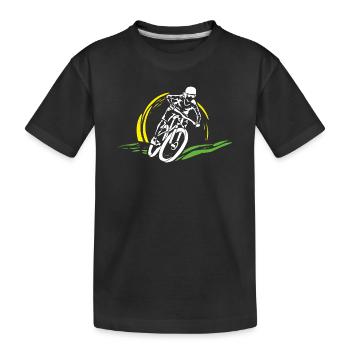 MTB Trikot Damen Mountainbike Shirts - Kinder Premium Bio T-Shirt - Schwarz - Vorne