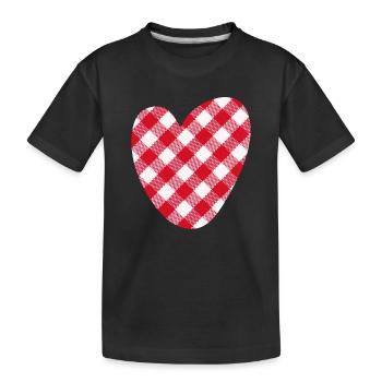 Herz kariert Love Liebe Hochzeit Karo Muster - Kinder Premium Bio T-Shirt - Schwarz - Vorne
