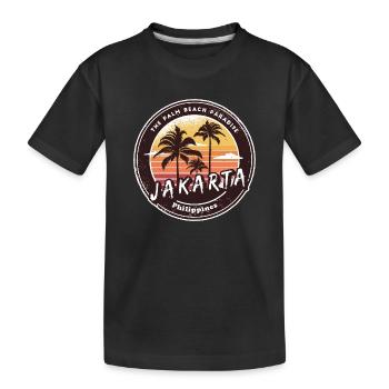 Jakarta Philippinen Strand Palmen Design - Kinder Premium Bio T-Shirt - Schwarz - Vorne