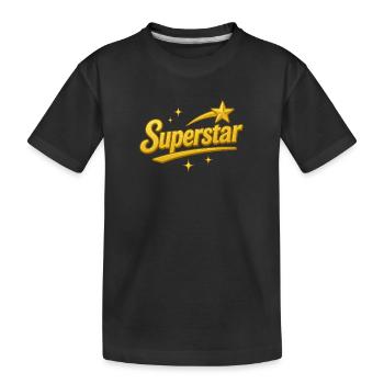 Goldene Superstar Aufschrift, Liebe, Freundschaft - Kinder Premium Bio T-Shirt - Schwarz - Vorne
