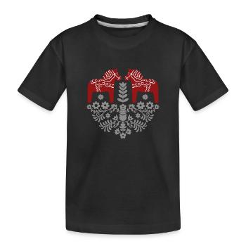 Dala Horse – Folklore scandinave en gris - T-shirt bio Premium Enfant - noir - Devant