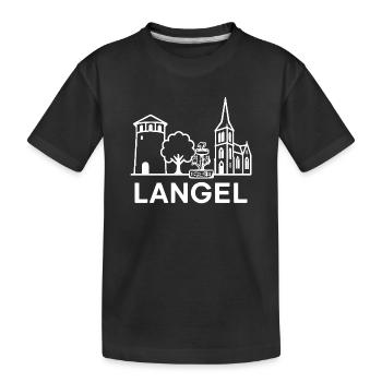 Langel Stadtblick Silhouette - Kinder Premium Bio T-Shirt - Schwarz - Vorne
