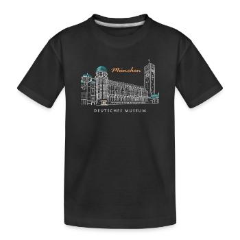 München Deutsches Museum Handzeichnung - Kinder Premium Bio T-Shirt - Schwarz - Vorne