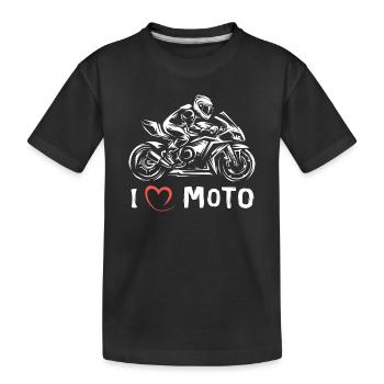 I love Moto - Superbike Motorrad Racing - Kinder Premium Bio T-Shirt - Schwarz - Vorne