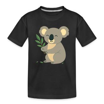 Koala souriant à l’eucalyptus - T-shirt bio Premium Enfant - noir - Devant