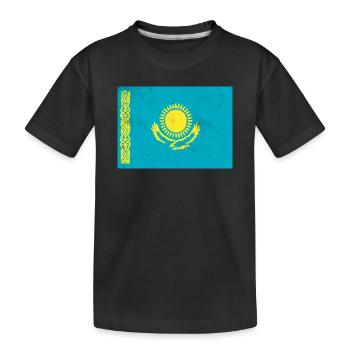Flag of Kazakhstan - Kids' Premium Organic T-Shirt - black - Front