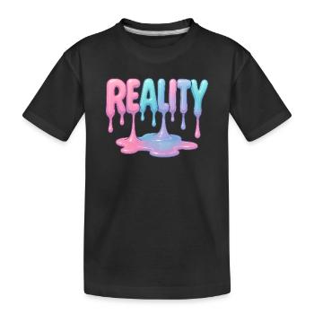 Reality - Dripping Pastel Font - Kids' Premium Organic T-Shirt - black - Front